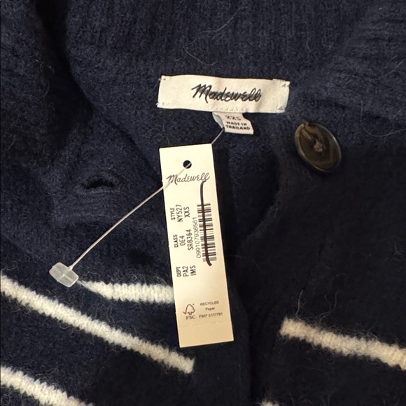 Madewell Navy and White Striped Collared Pullover Sweater - Picture 9 of 10